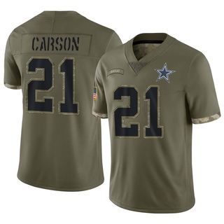 Limited Caelen Carson Youth Dallas Cowboys 2022 Salute To Service Jersey - Olive