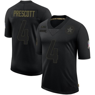 Limited Dak Prescott Men's Dallas Cowboys 2020 Salute To Service Jersey - Black