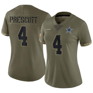 Limited Dak Prescott Women's Dallas Cowboys 2022 Salute To Service Jersey - Olive